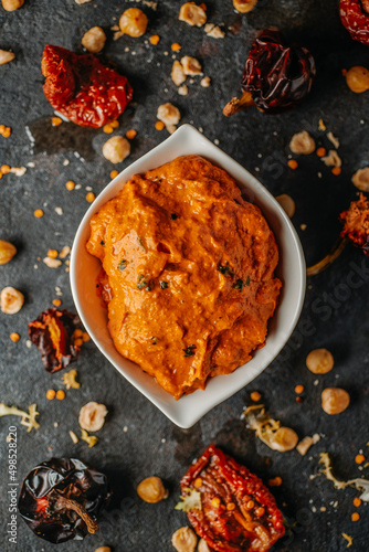 bowl with typical Catalan romesco sauce photo