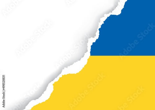 
Ripped paper background with Ukrainian flag colors. 
llustration of torn paper with place for your image or text. Expressive Banner template. Vector available.