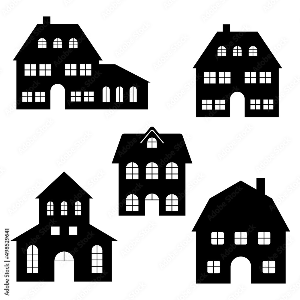 house icons set. silhouette house. Vector EPS 10.