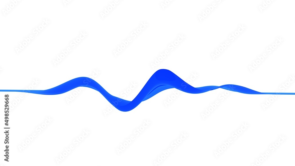 3d abstract wavy isolated background. Colored blue wave or line in the flow of motion and vibration on an empty white background.