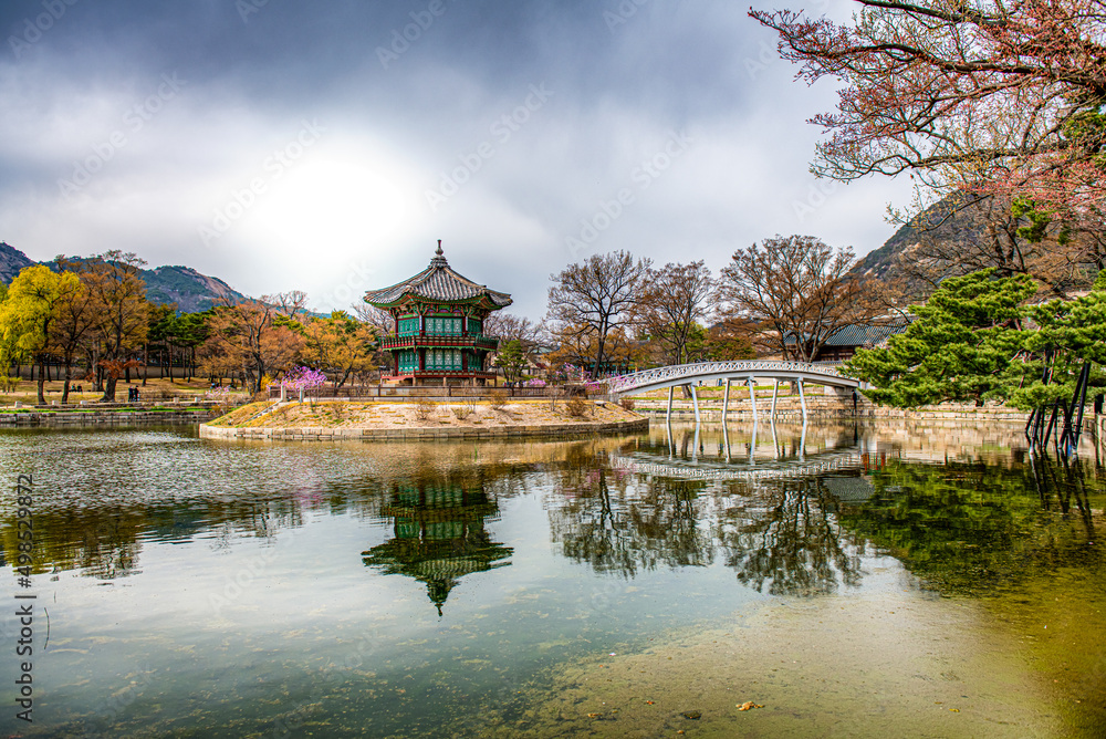 pavilion in the garden at Gyeonggung palace, Seoul South Korea.