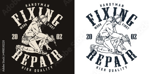 Fixing and repair monochrome label