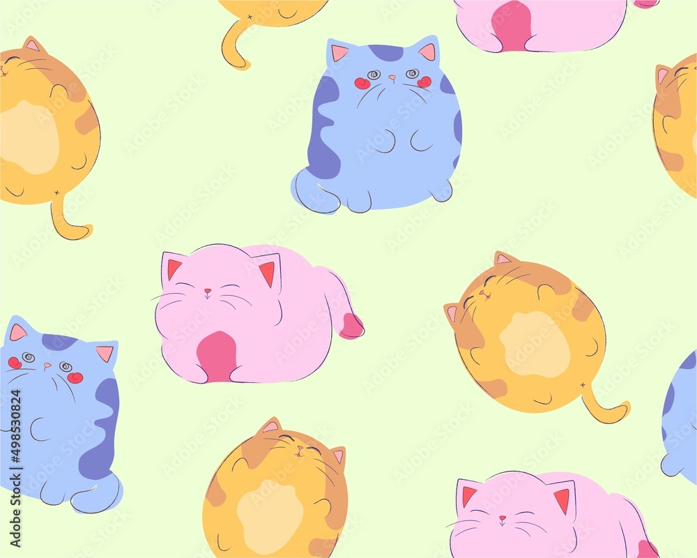 Obraz premium Doodle cats pattern