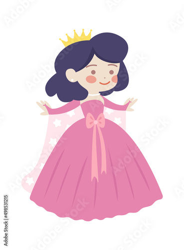 Cute Cartoon Princess. Vector illustration