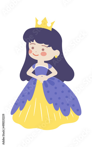 Cute Cartoon Princess. Vector illustration
