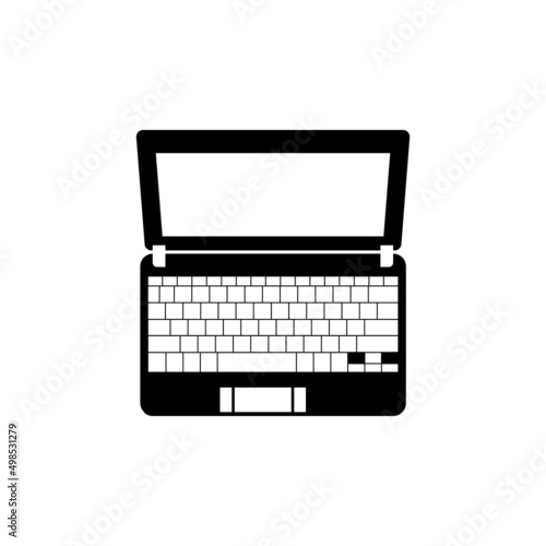 Laptop Silhouette. Black and White Icon Design Element on Isolated White Background