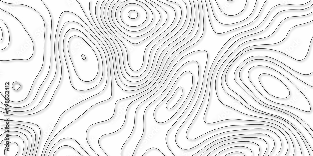 The black on white contours vector topography stylized height of the lines. The concept of a conditional geography scheme and the terrain path. Ultra wide. Map on land vector terrain Illustration.