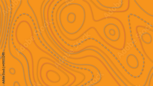 abstract multiple ripple curve line contour topography on yellow background, concept for geometry mountain contour, wave, curve, line.