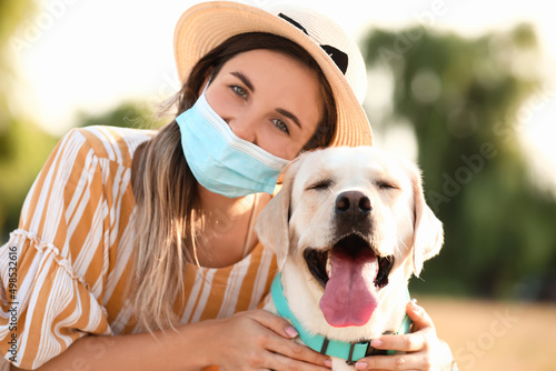 Woman in medical mask and c...