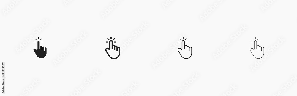 Cursor hand vector icon with click effect Cursor hand vector icon with click effect