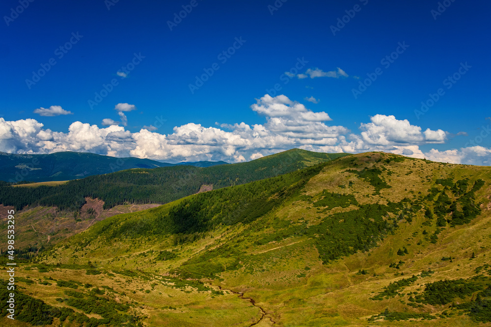 Top of the mountain range, Carpathians, Ukraine. summer day
