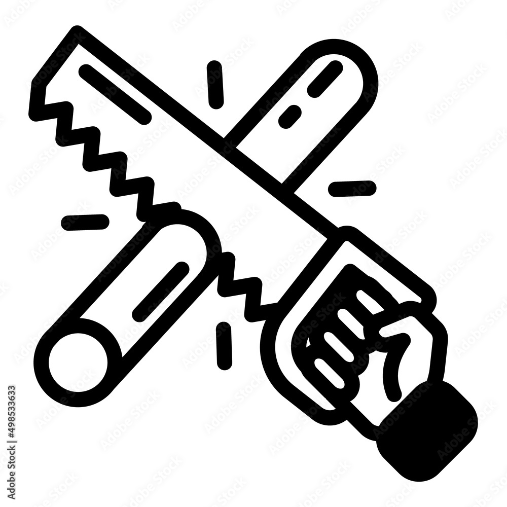 Hand Saw Flat Icon Isolated On White Background