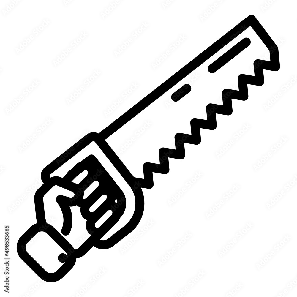 Saw In Hand Flat Icon Isolated On White Background