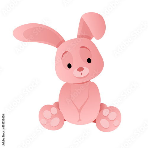 Pink cute bunny sitting