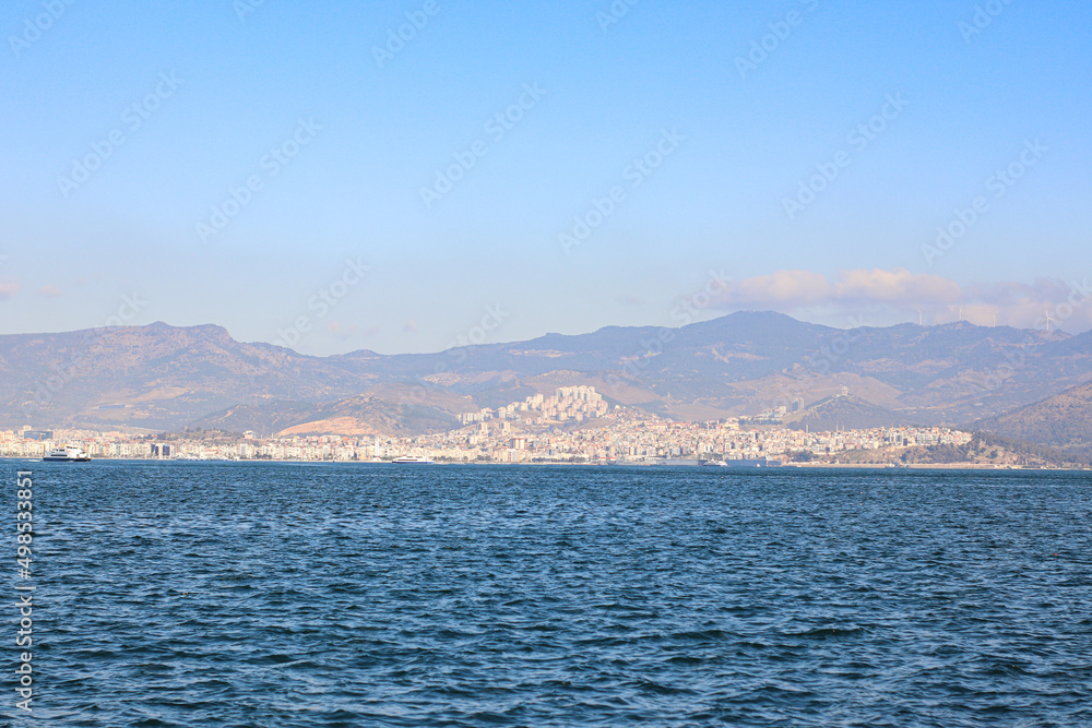 City view from embankment of Izmir, Turkey