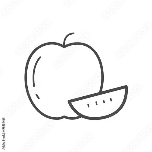 Vector linear icon with apple
