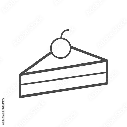 Vector linear icon with piece of cake