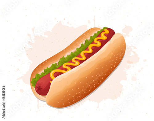 Hot Dog fast food vector illustration on white background