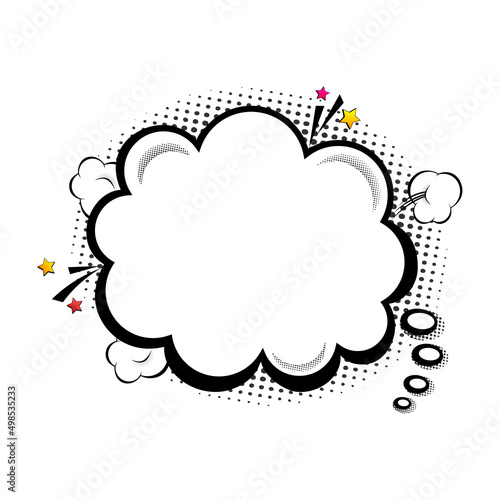 Comic empty speech bubbles on halftone dots background in retro pop art style. Vector illustration