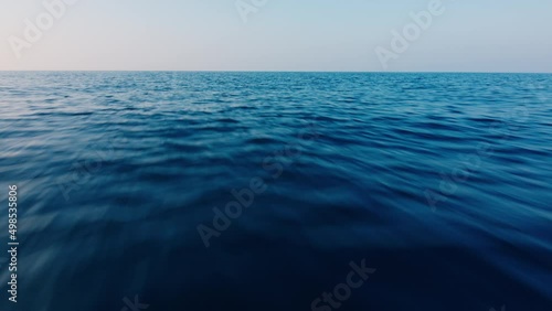 Camera moves over the sea surface at high speed