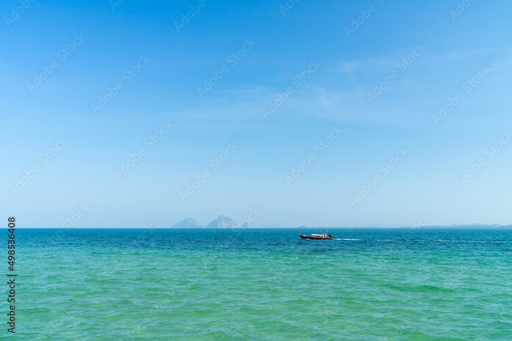 Sea and taxi boat taking traveler to the island