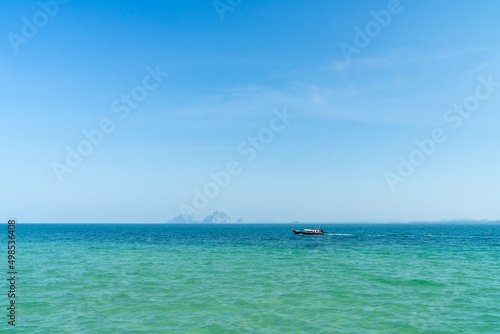 Sea and taxi boat taking traveler to the island