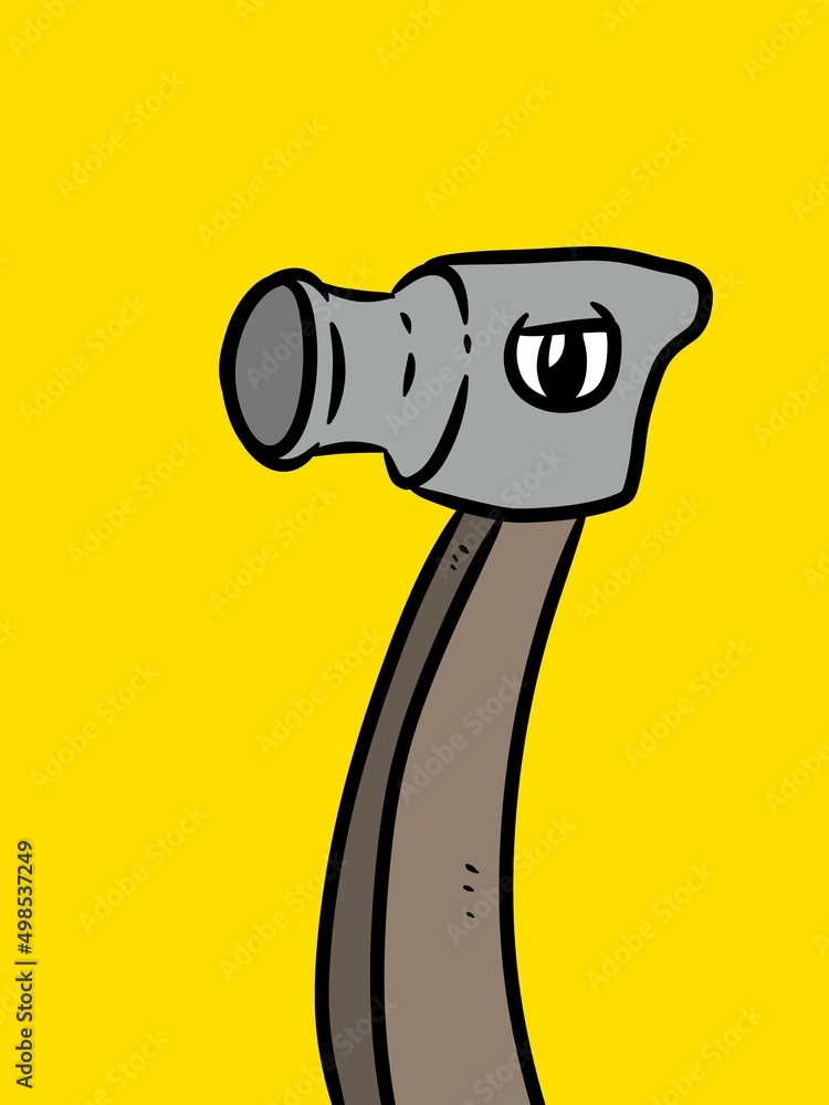 cute hammer cartoon on yellow background cute hammer cartoon on yellow background
