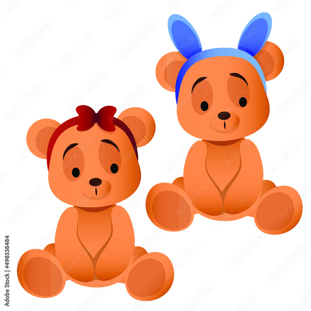 Two cute teddy bears with different decorations Two cute teddy bears with different decorations