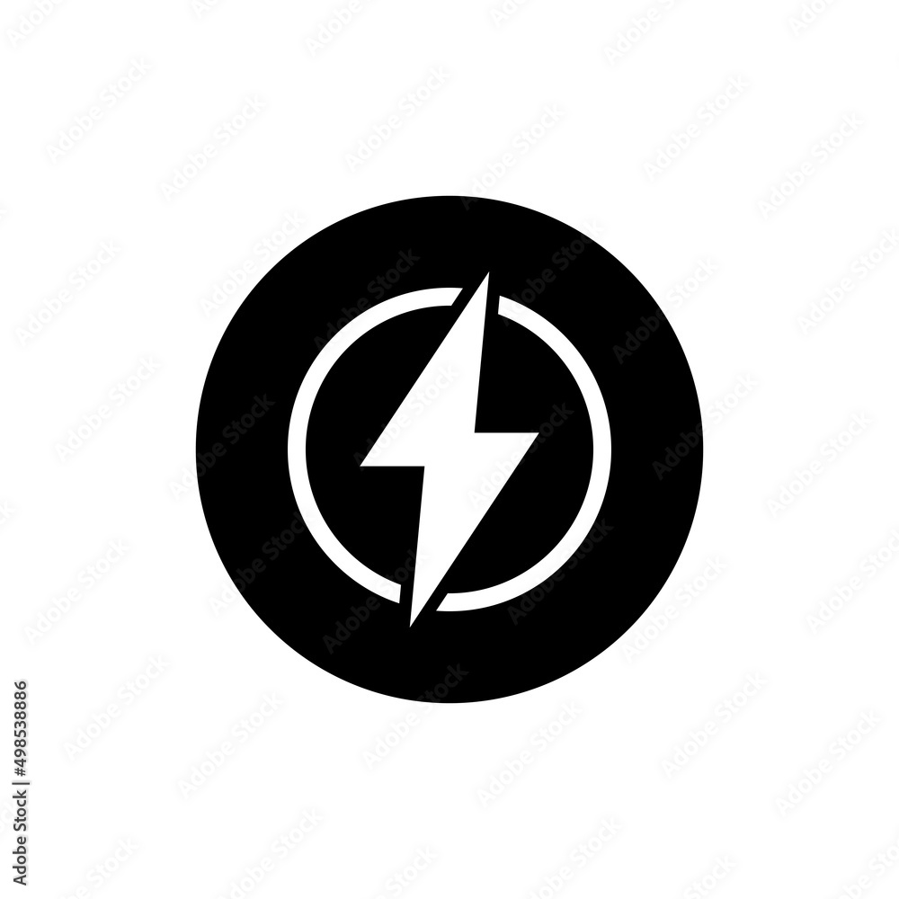 Electric power icon in black round Electric power icon in black round