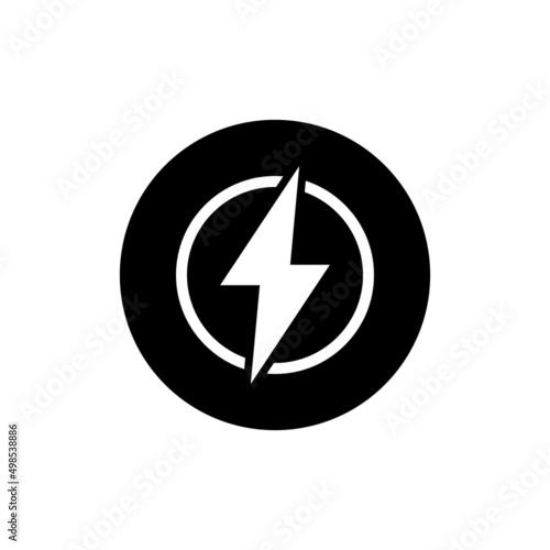 Electric power icon in black round