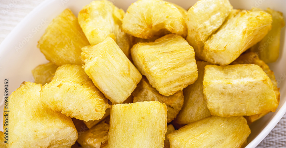 cassava, a typical root of south america, served fried as a snack, homemade and healthy food cassava, a typical root of south america, served fried as a snack, homemade and healthy food