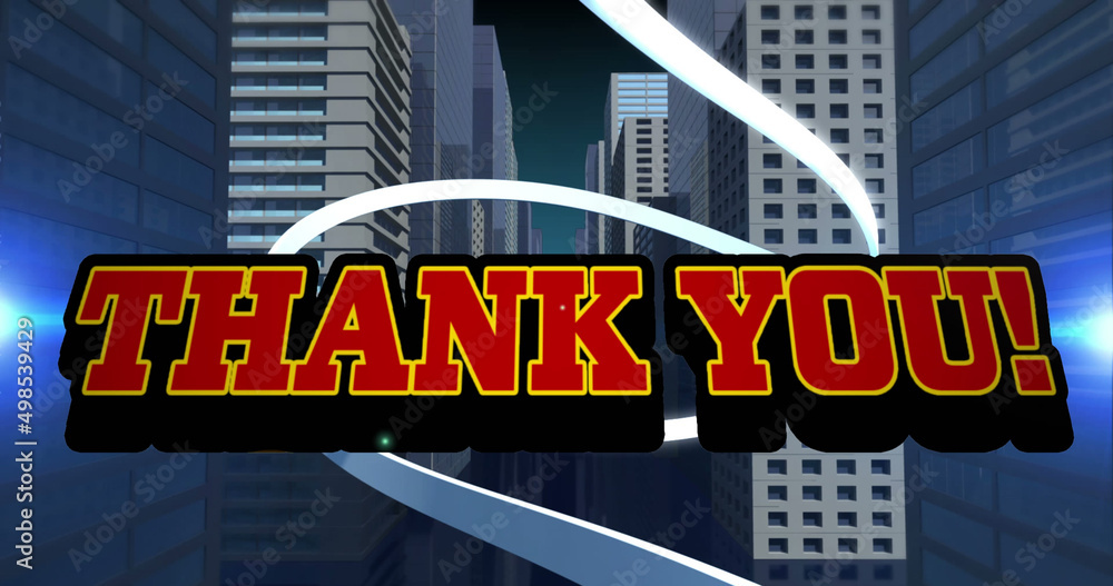 Obraz premium Image of thank you over digital modern city