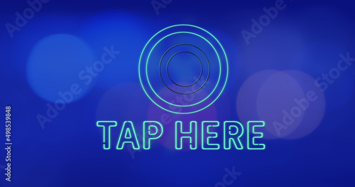 Image of tap here text over light spots on blue background