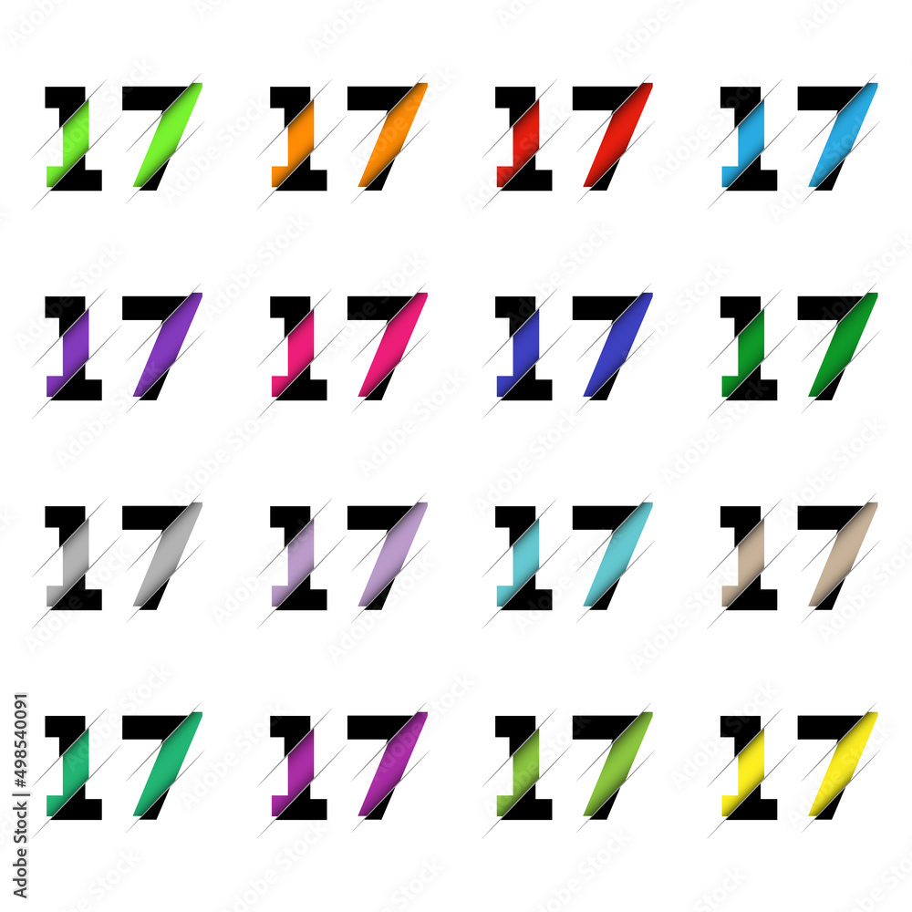 Paper cut number seventeen 17. Realistic 3D multi layers papercut ...