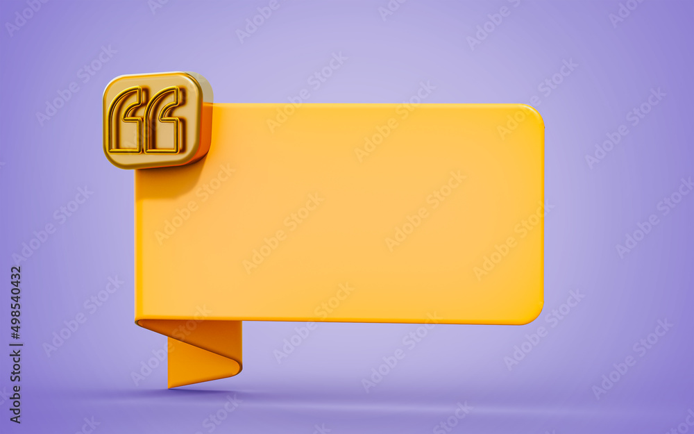 Fototapeta premium quote text box with empty background 3d render concept for dialog conversation in social media