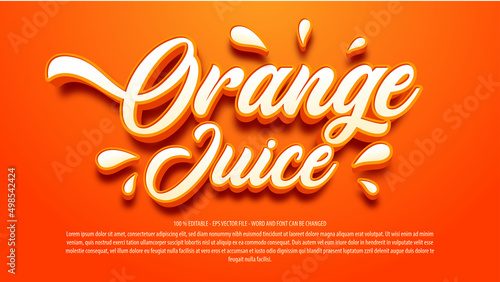 Editable text effect orange juice style