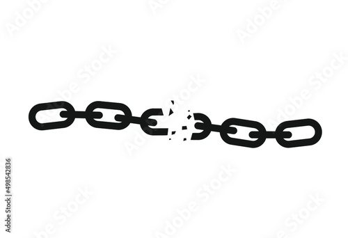  Vector chain damaged icon. Black broken chain.