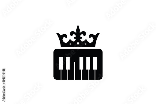 crown and piano logo template design. symbol illustration.