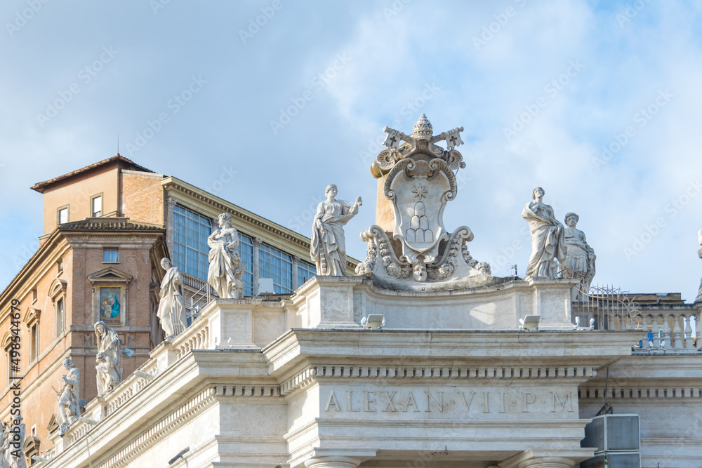 Bernini's Saints Statues at top of St. Peter's Square Colonnade, Vatican, Italy