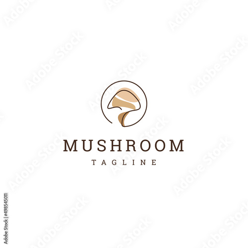 Mushroom line art logo icon design template flat vector