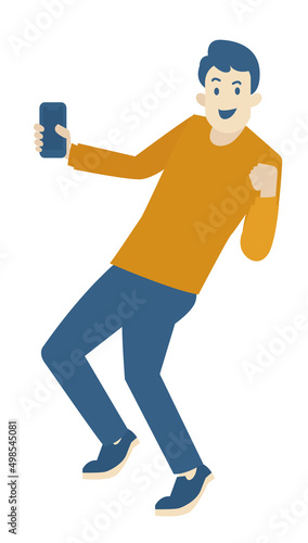 人物男性スマホポーズ２