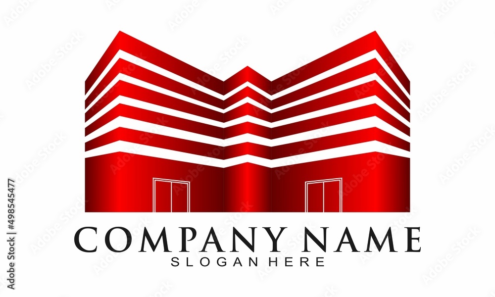 Red office building illustration vector logo Red office building illustration vector logo
