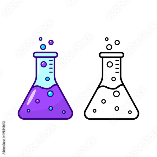 Erlenmeyer flask vector illustration with colorful and black design isolated on white background photo