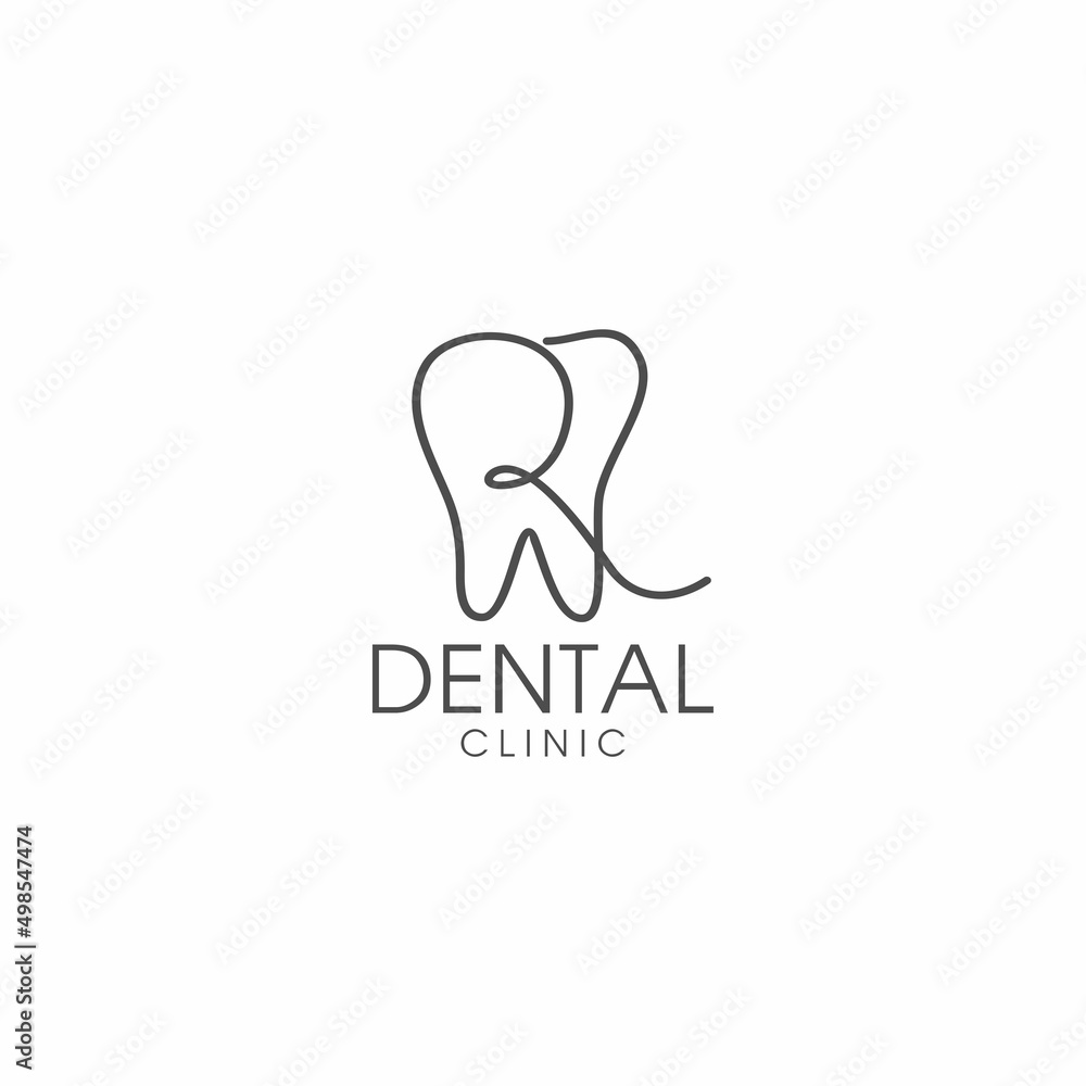 line art letter r tooth logo design template line art letter r tooth logo design template