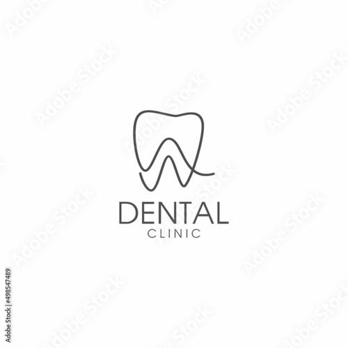 line art letter w tooth logo design template