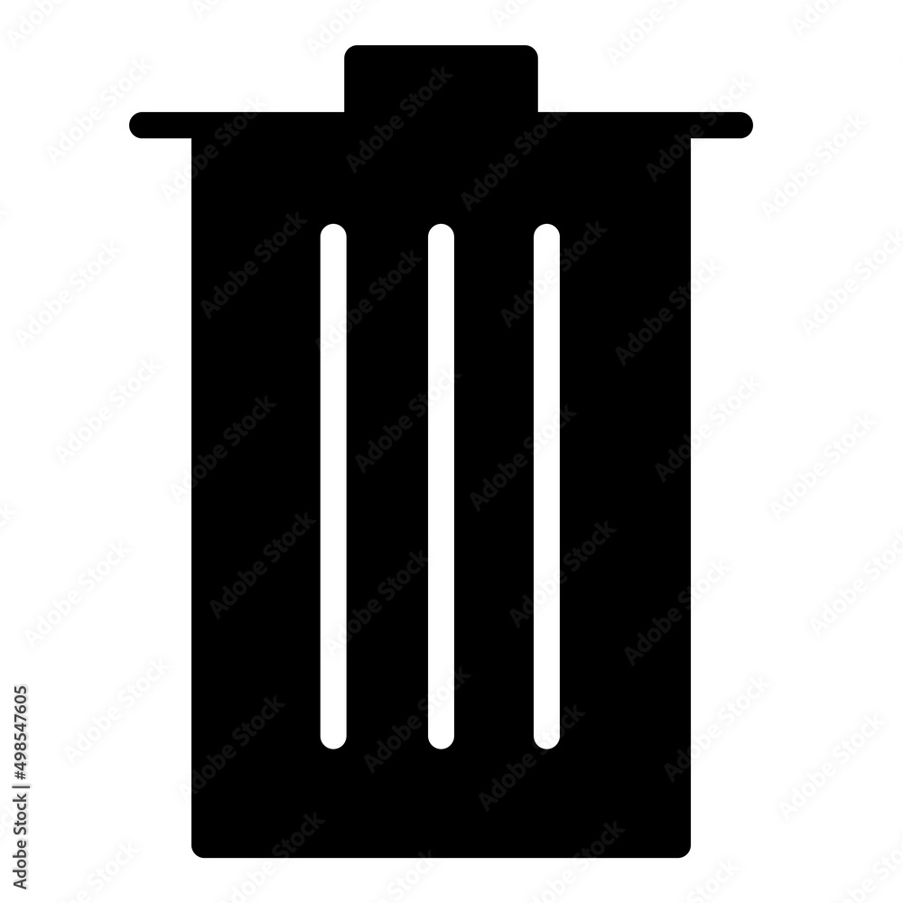 Trash Bucket Flat Icon Isolated On White Background Trash Bucket Flat Icon Isolated On White Background