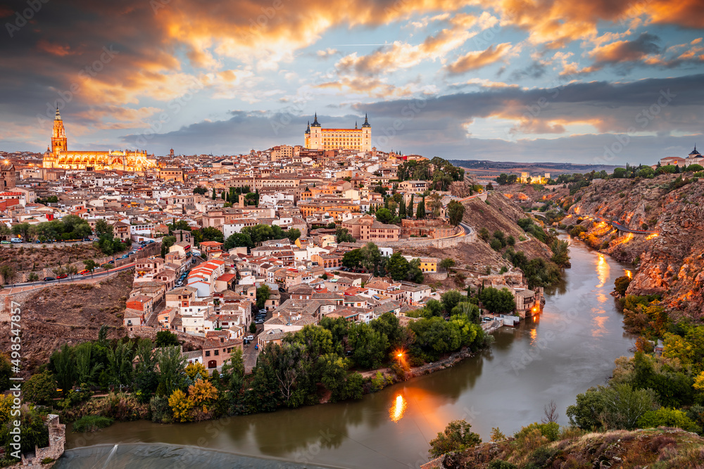 Toledo, Spain on the River at Dusk