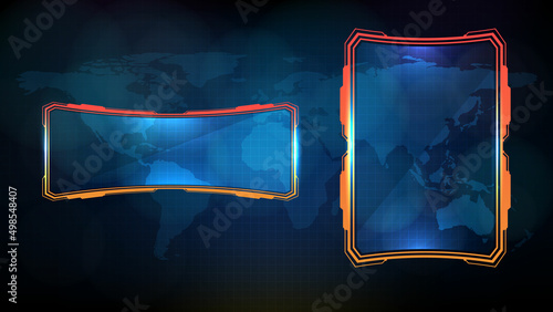abstract background of sci fi frame, hud ui, lower third button bar