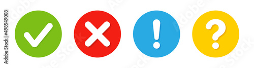 Check and cross, question mark vector illustration icon