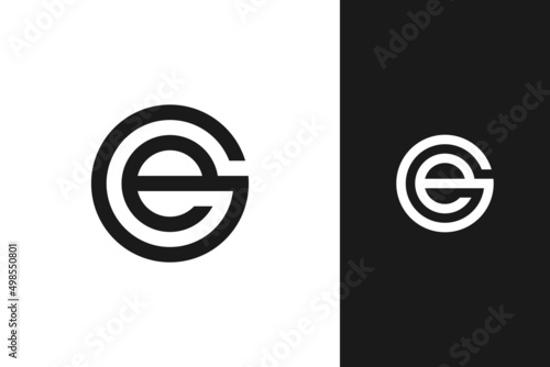 simple minimal modern initial e and g monogram logo design